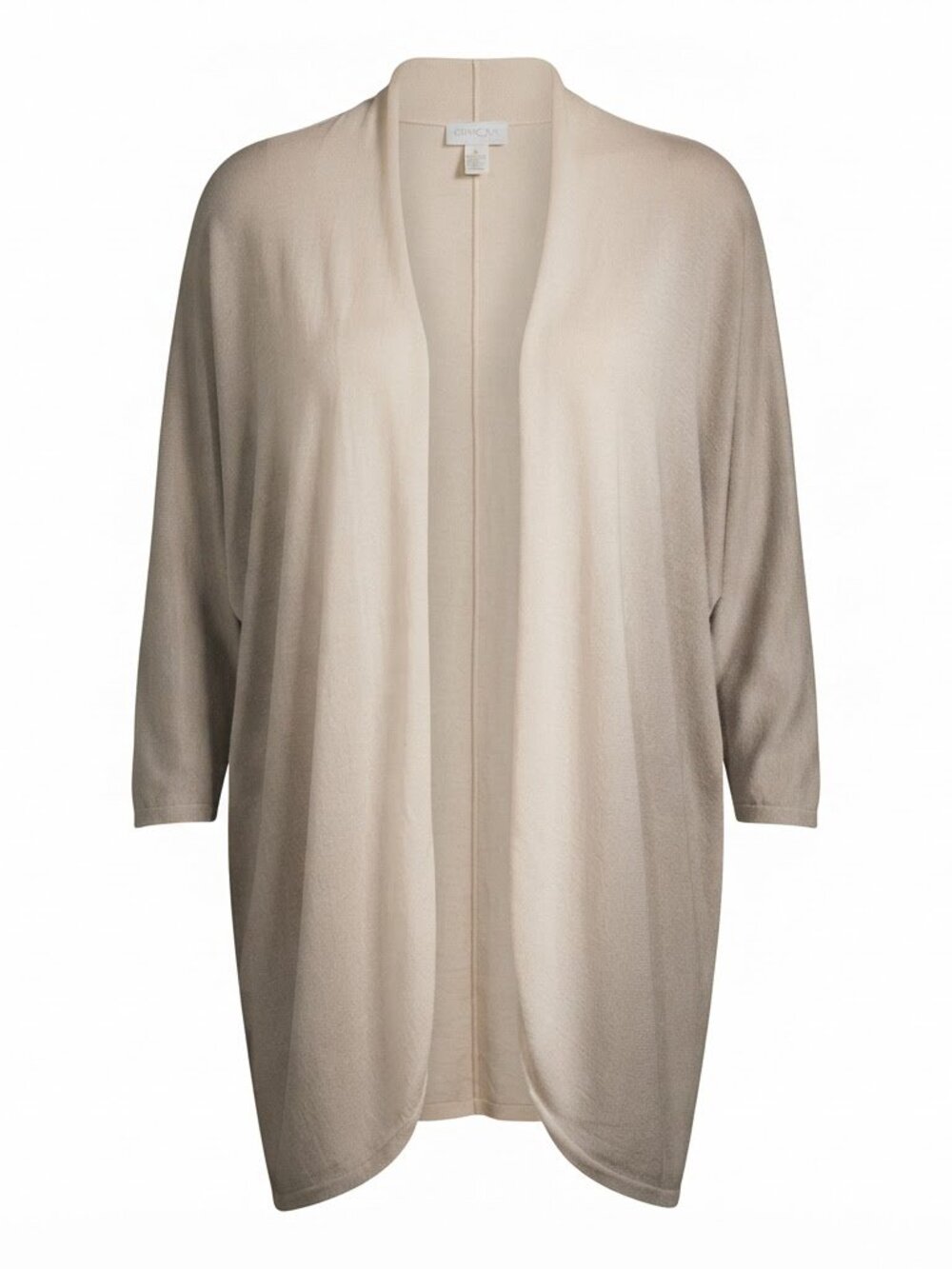 Chico's Open-Front Colorblock Cardigan Cream Taupe Neutral Size 1